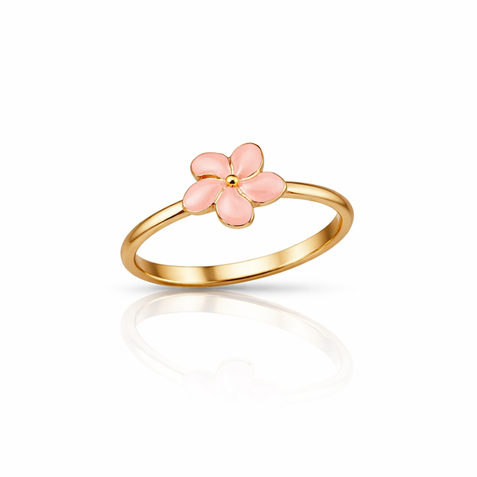 Blush Enamel Bloom Gold Ring